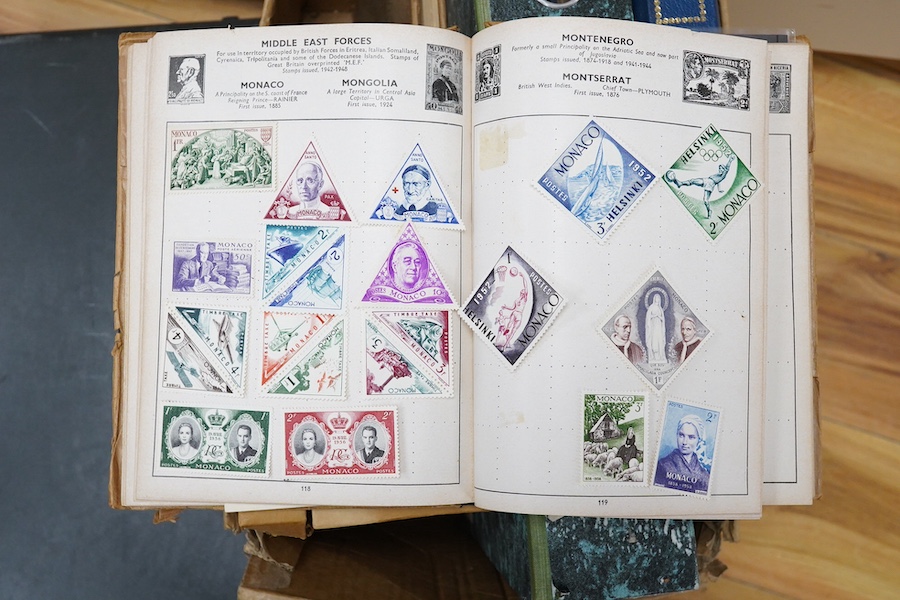 A large collection of world stamps, mounted and loose (in a suitcase and box). Condition - generally poor to fair